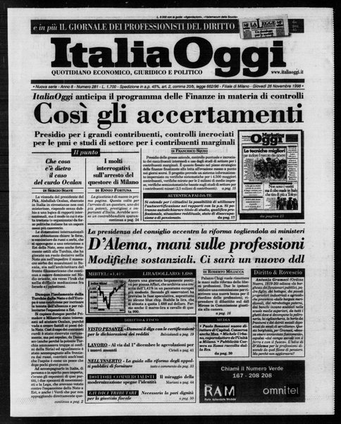 Italia oggi : quotidiano di economia finanza e politica